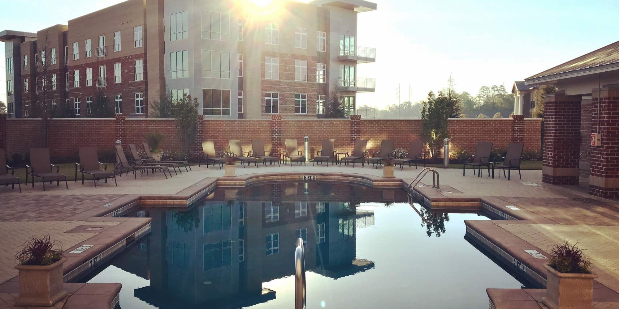 View of the pool at Lofts At Bass in Macon, Georgia 