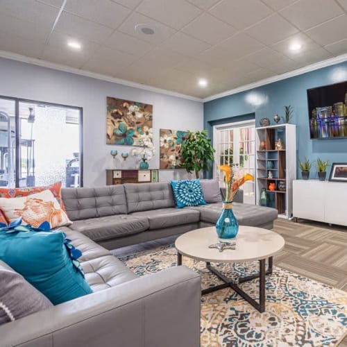 Comfortable seating in the clubhouse at Horizons North in Miami, Florida