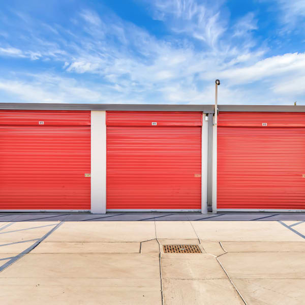 Drive-up storage units at StorQuest Self Storage in Long Beach, California