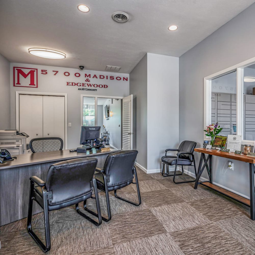 Interior of leasing office at 5700 Madison, Indianapolis, Indiana