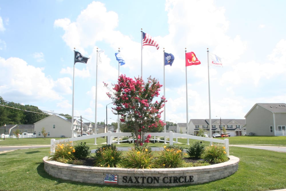 Flags outside at United Communities in Joint Base MDL, New Jersey