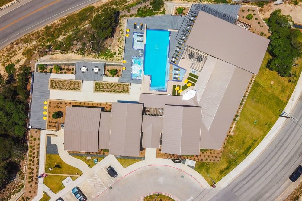 Aerial view of the community at The View at Crown Ridge in San Antonio, Texas