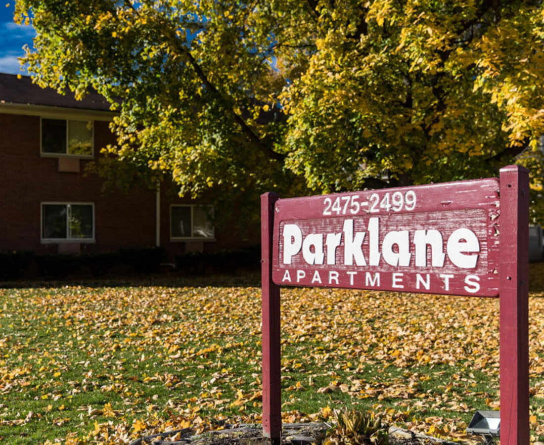 Signage of Parklane Apartments in Rochester New York