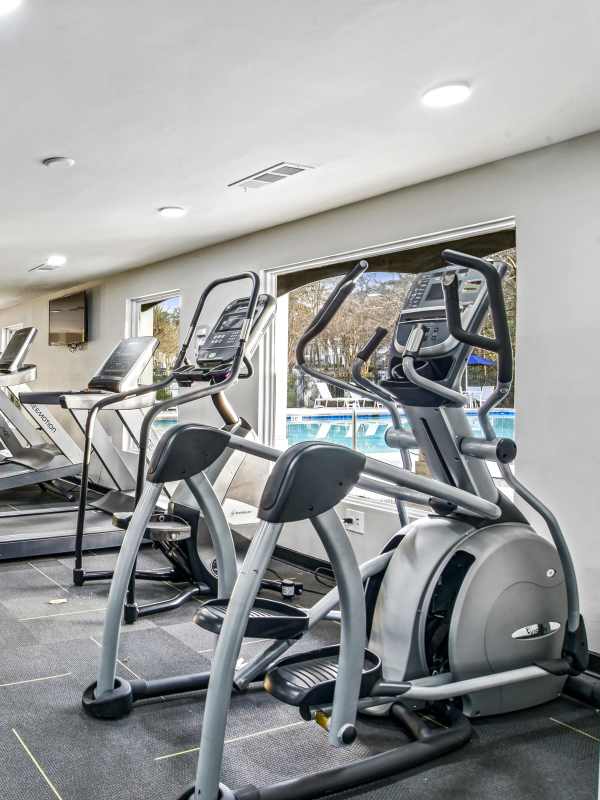Fitness center with cardio equipment at Elliot Norcross in Norcross, Georgia