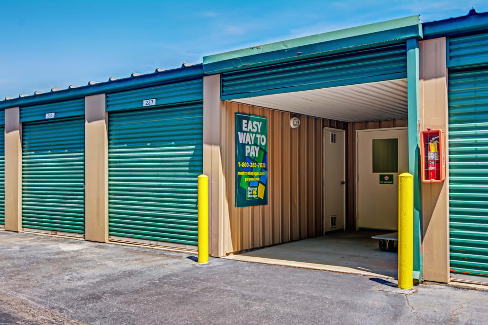 Open outdoor unit at Metro Self Storage in Norcross, Georgia