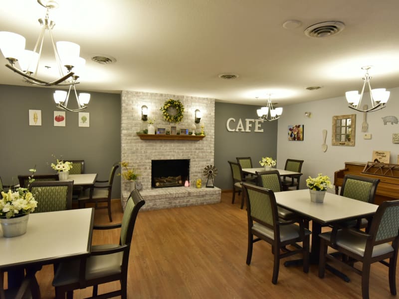 Spacious dining room at Reflections at Garden Place in Columbia, Illinois. 