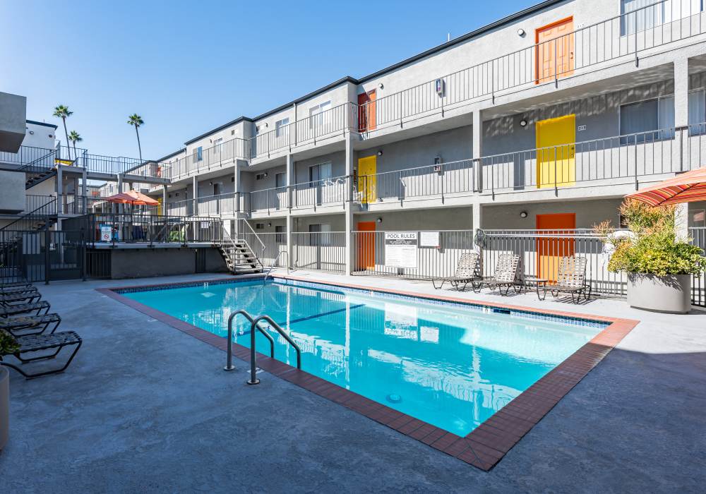 Resort-style swimming pool at Legacy at Westglen in Glendale, California