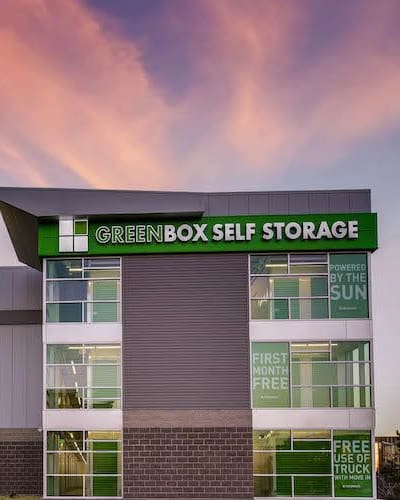 Exterior front view of Greenbox Self Storage in Centennial, Colorado