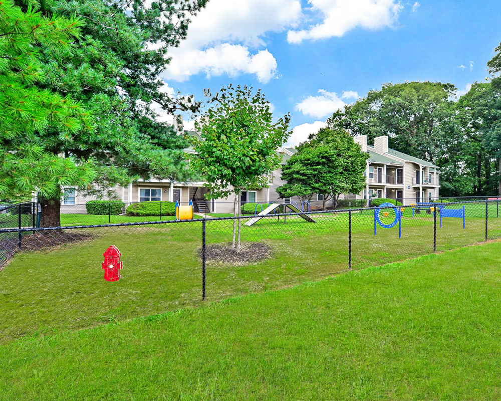 Fenced dog park at The Greens at Westgate Apartment Homes in York, Pennsylvania