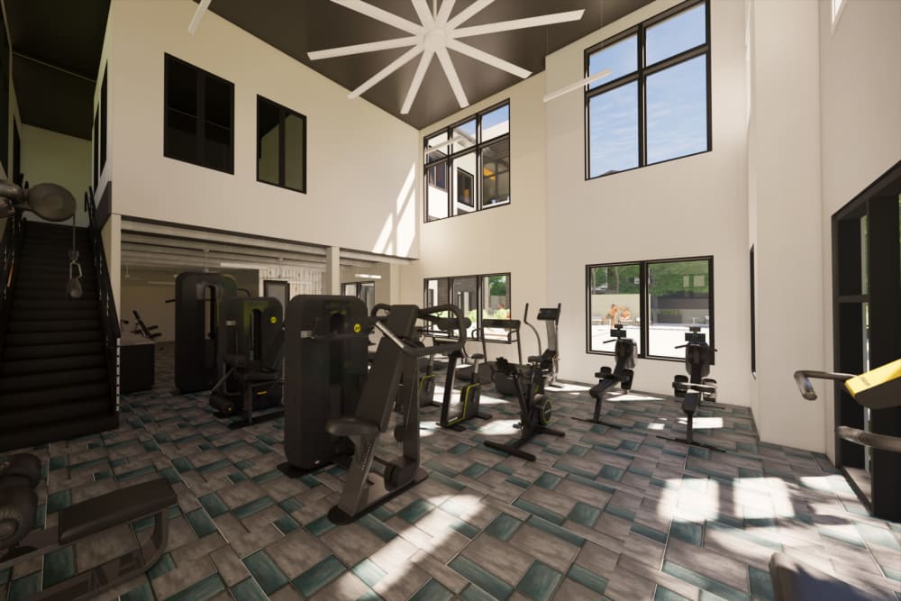 Rendering of the fitness center at The Bennett in Austin, Texas