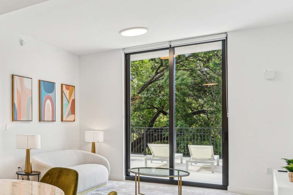 Private patio with slider door at Fifteen in Miami,Florida