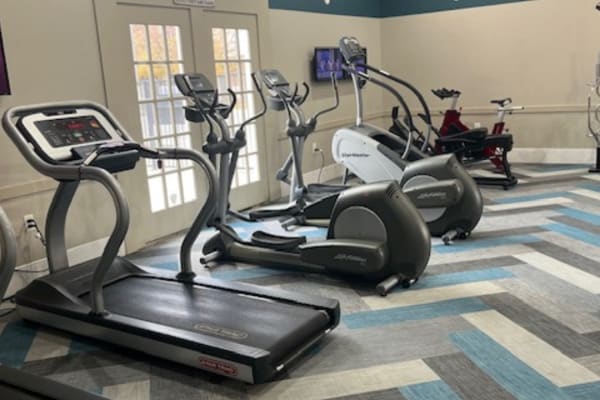 Tread mills in a fitness center at Copper Beech Town Homes in Clovis, California