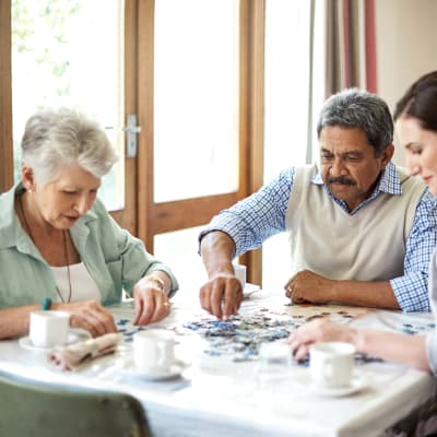 Residents completing a puzzle at The Renaissance of Stillwater in Stillwater, Oklahoma