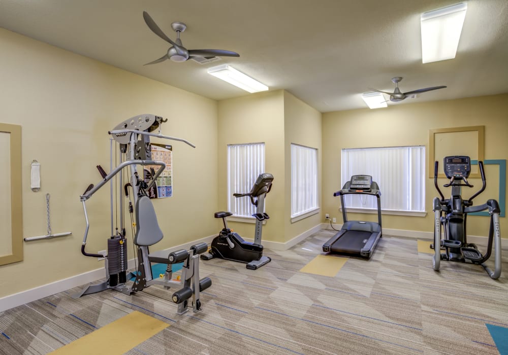 Fitness center at EnVue Apartments in Bryan, Texas