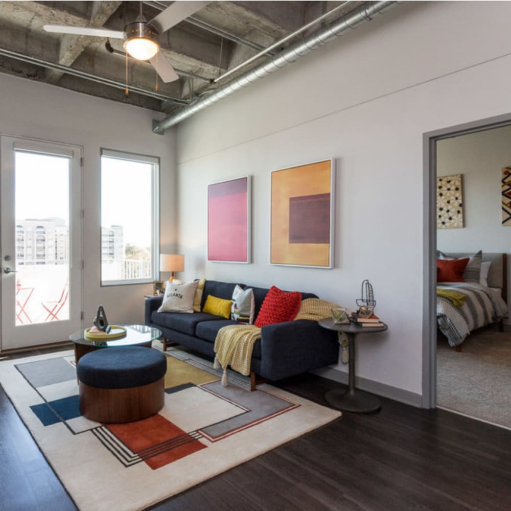 Modern living room at The Byron on Peachtree in Atlanta, Georgia