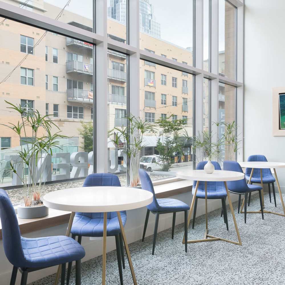 Indoor seating area at Current at The Banks in Cincinnati,Ohio