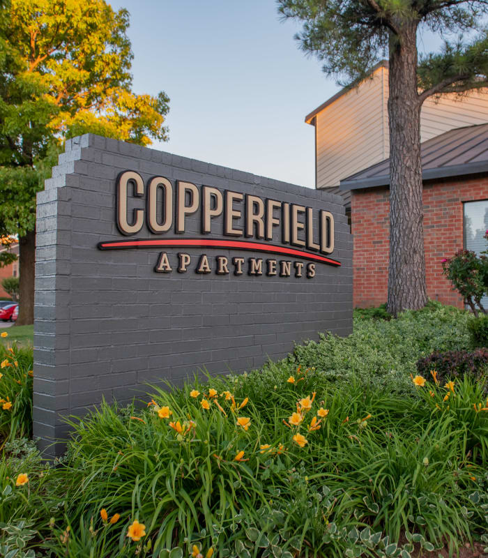 Front entrance to Copperfield Apartments in Oklahoma City, Oklahoma