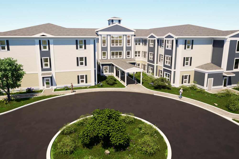 Exterior view of the apartment building at The Avenue at Greenmont in Dracut, Massachusetts