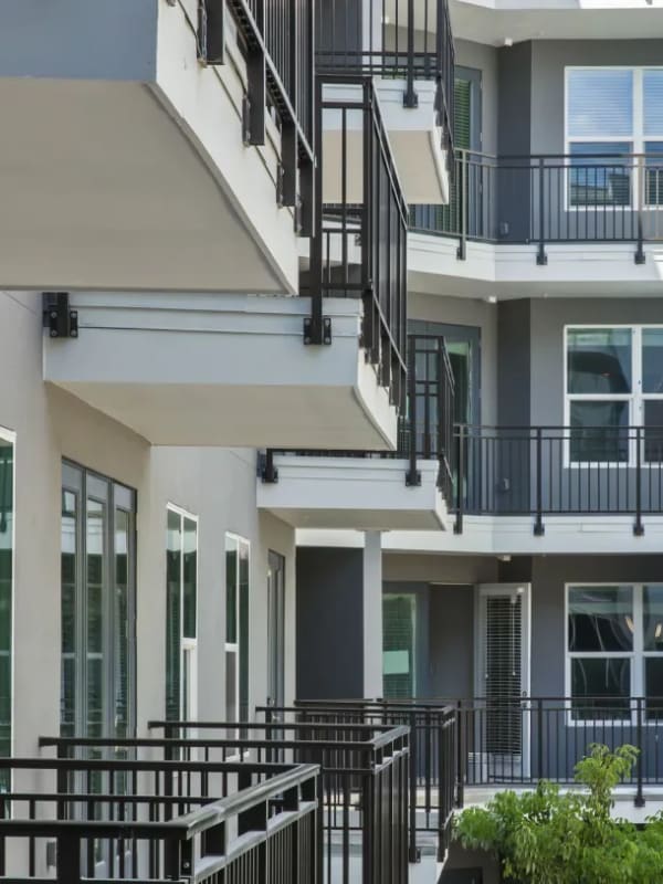 Private patios at Society Westshore, Tampa, Florida