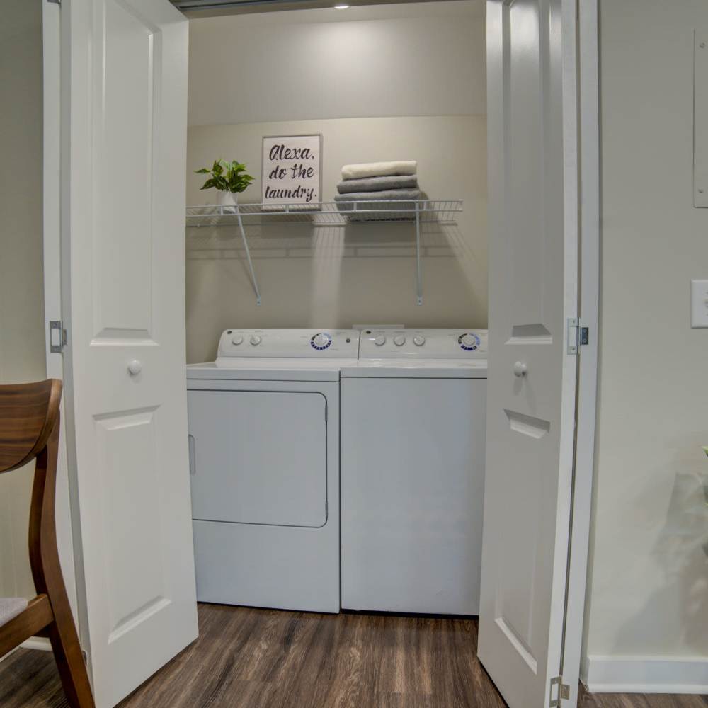 Laundry room with washer and dryer at Avonlea Westside in Atlanta, Georgia