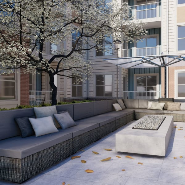 Outdoor lounge at Attain at Towne Centre, Fredericksburg, Virginia