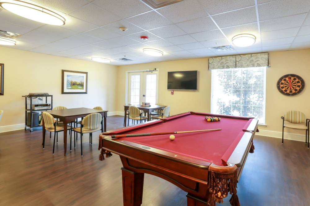 Game room at Harmony at Wescott in Summerville, South Carolina
