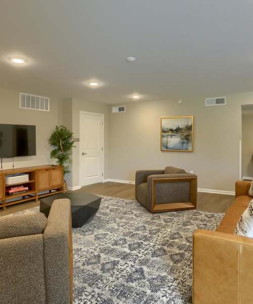 Lounge area of community room at Normandy Lofts in Shippensburg, Pennsylvania