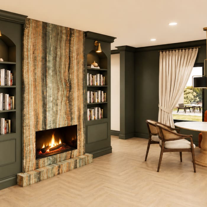 Fireplace at The Lawrence in Buffalo, New York