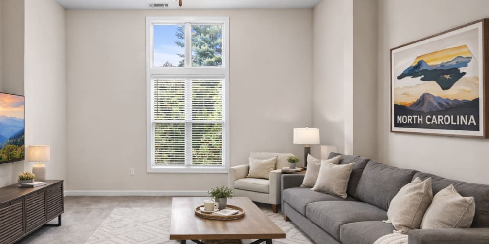Beautiful spacious living with vaulted ceilings at Ballantyne Commons of Hendersonville in Hendersonville, North Carolina