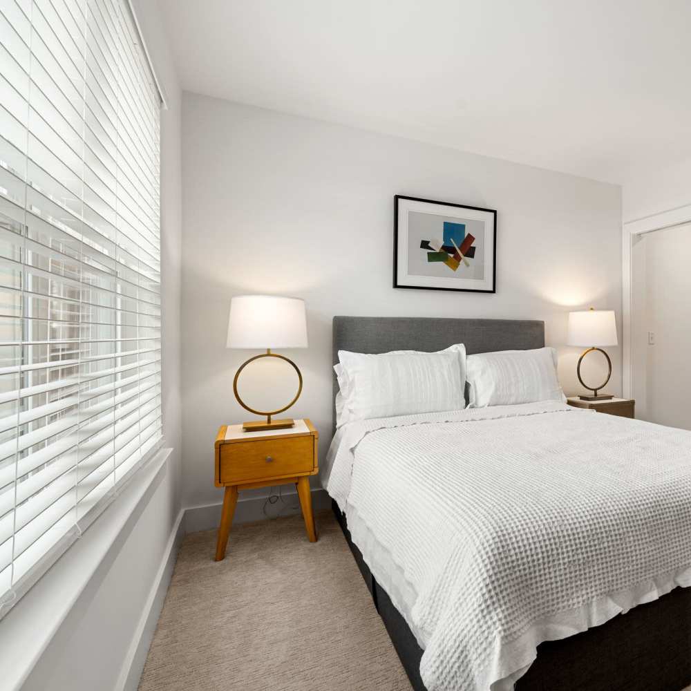 Bright bedroom at Henrietta Place in Rochester. NY