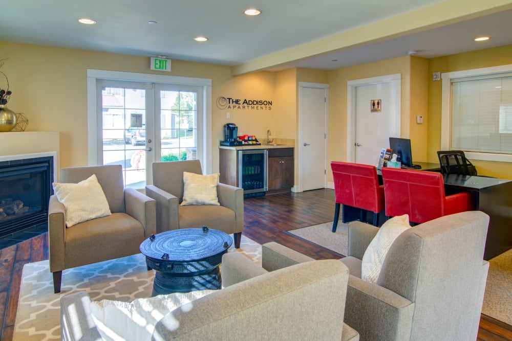 Community common area for resident use at The Addison Apartments in Vancouver, Washington