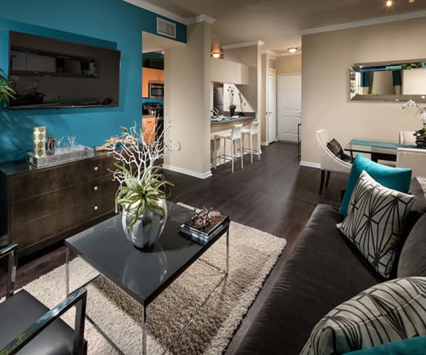 Wonderful living room at Links at Westridge in Valencia, California