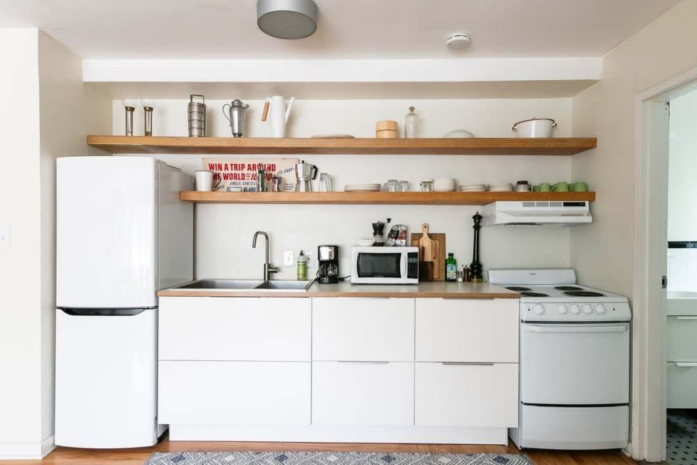 Fully-equipped kitchen at Detroit Living in Detroit, Michigan