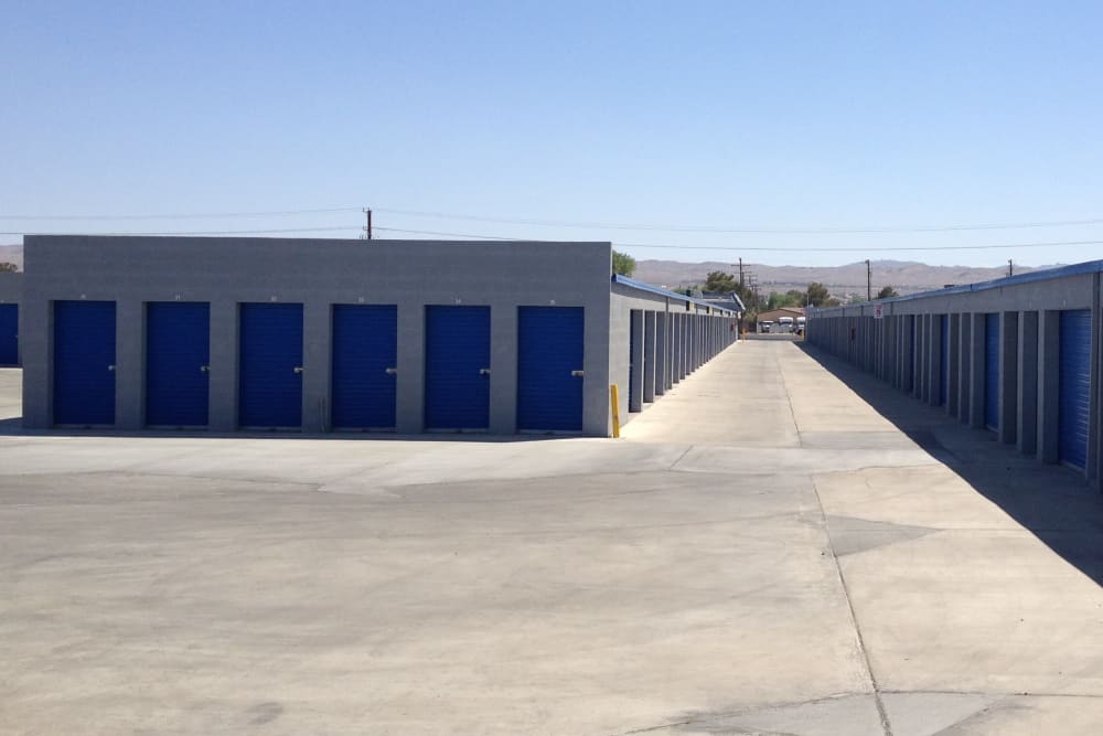 Electronic gated entrance to A-American Self Storage in Ridgecrest, California