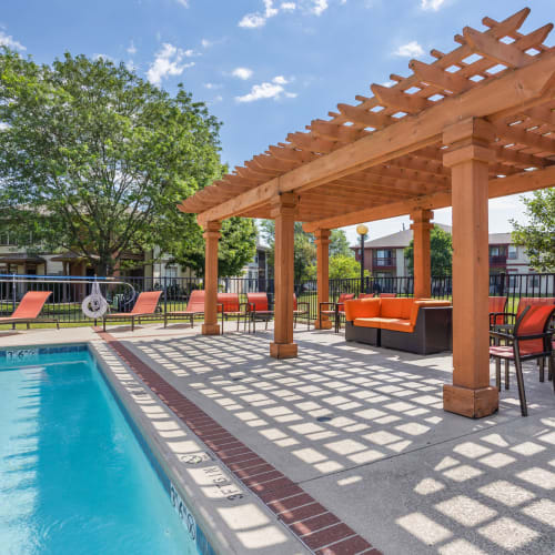 Cabana by the pool at Orchard Village in Aurora, Illinois
