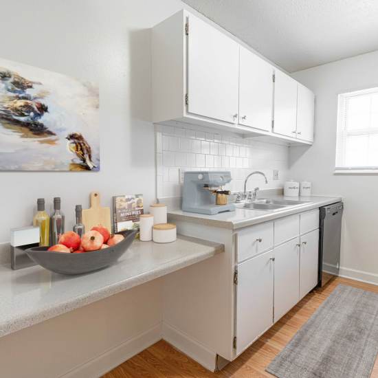 Kitchen at Village Green Apartments in Chesterfield, Missouri