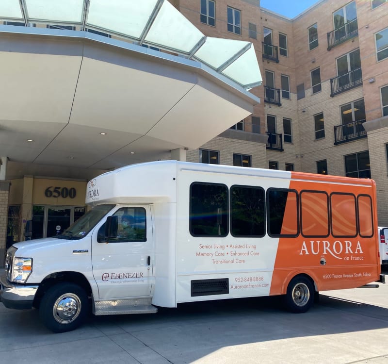 The resident activity bus at Aurora on France in Edina, Minnesota 