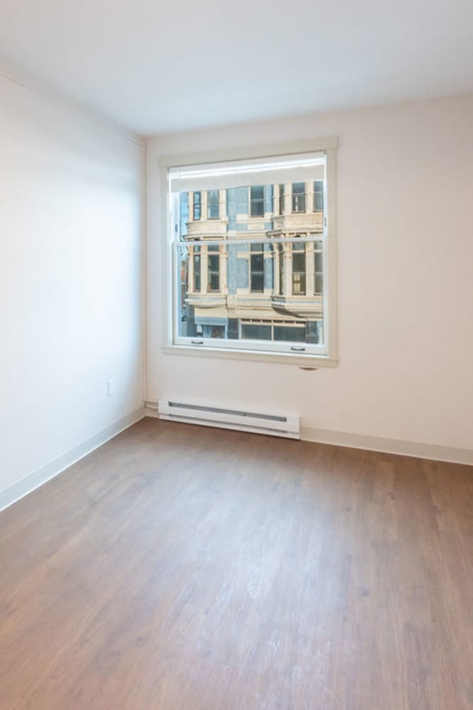 Wood flooring in an apartment at Admiralty Apartments in Port Townsend, Washington