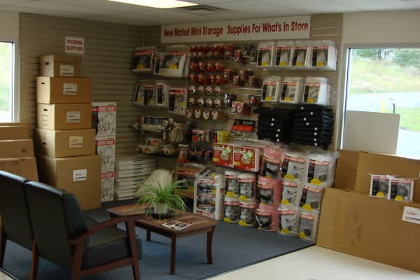 Storage boxes for sale at New Market Mini Storage