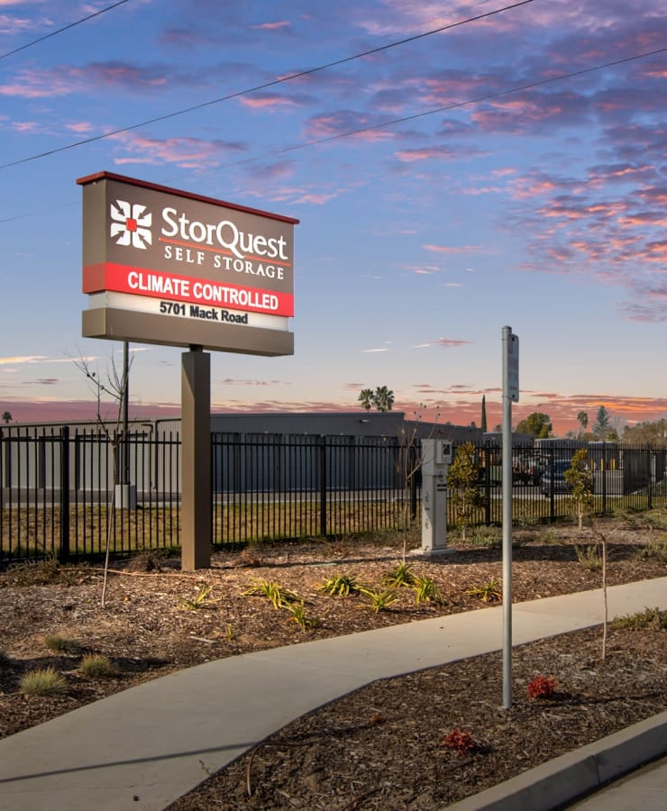 Signage at StorQuest Self Storage in Sacramento, California