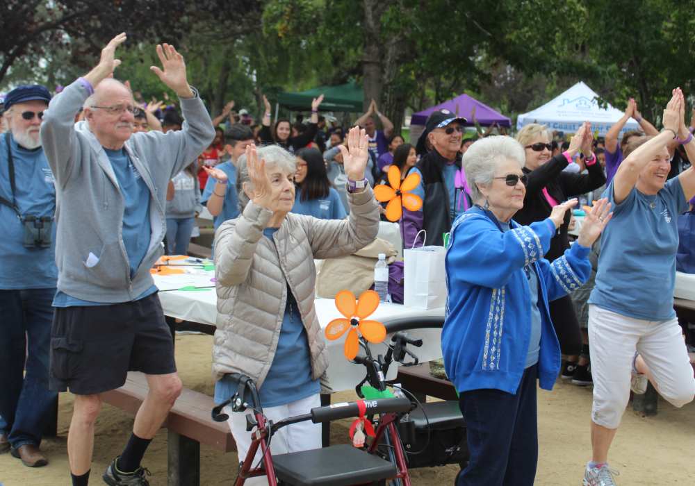 Residents exercising at Merrill Gardens at Santa Maria in Santa Maria, California.