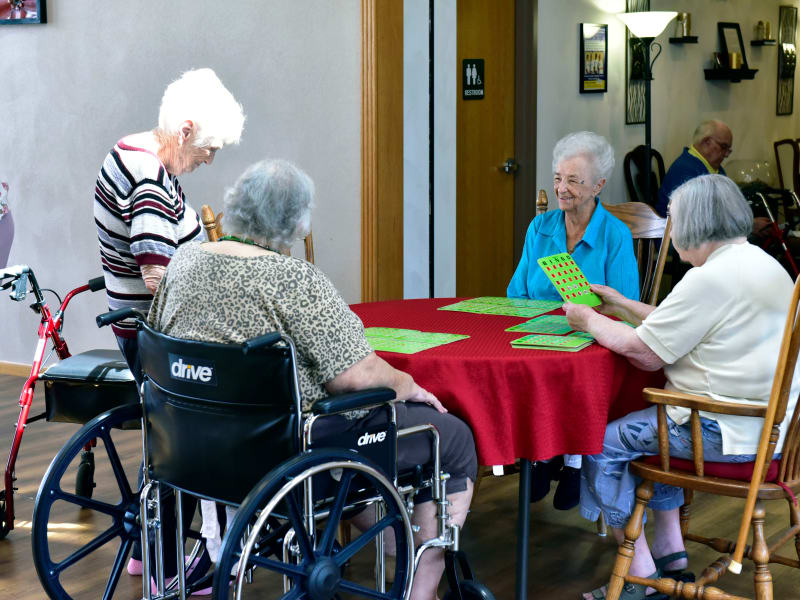 Residents playing bingo at Garden Place Millstadt in Millstadt, Illinois