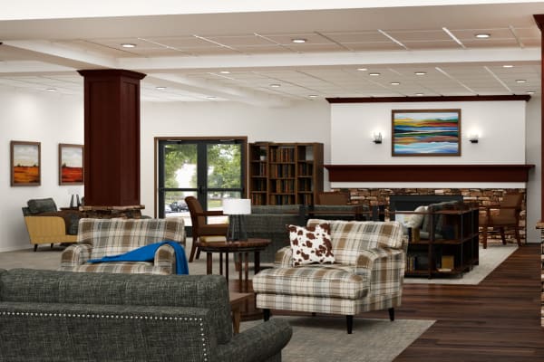 Rendering of beautiful lounge at Pine Grove Crossing in Parker, Colorado