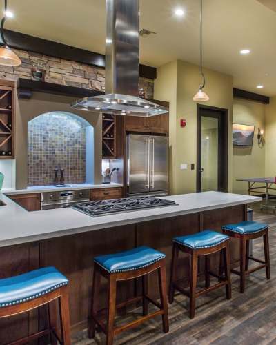 Clubhouse kitchen at Hollister Village Apartment Homes, Goleta, California