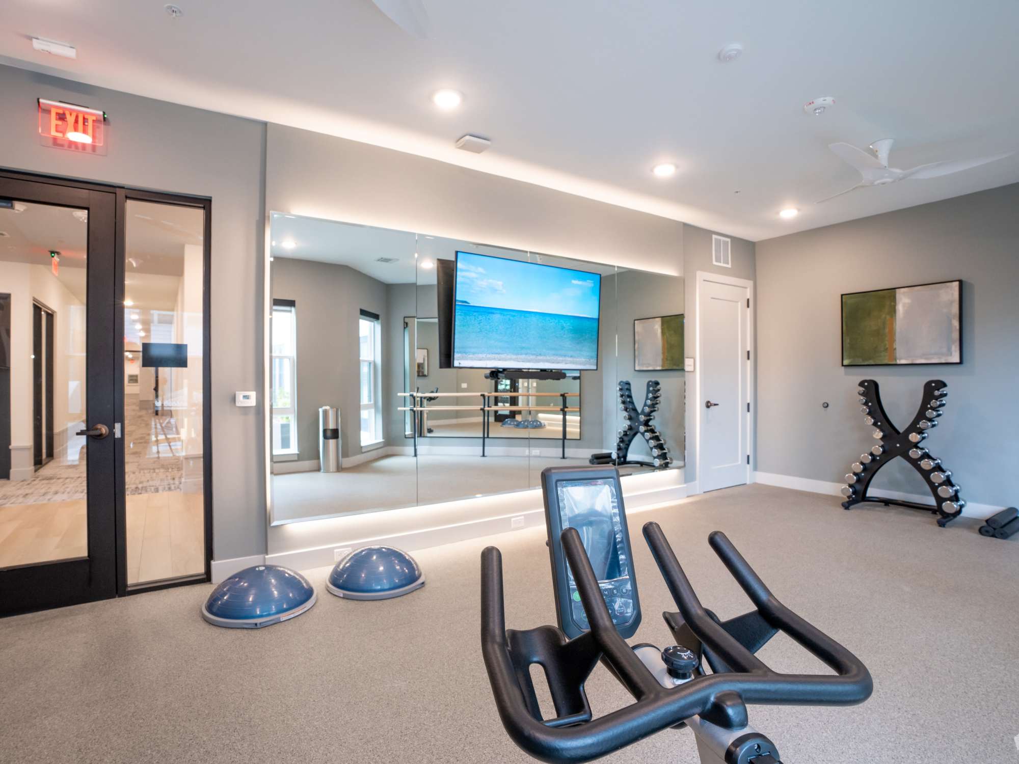 Inside the fitness center at Terrazzo in Durham, North Carolina