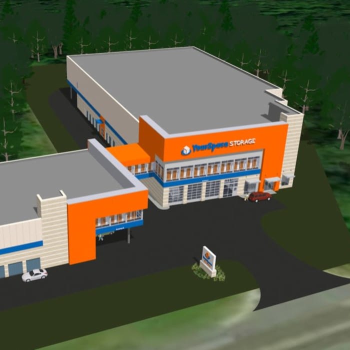 Conceptual aerial view of YourSpace Storage @ Bayside in Frankford, Delaware