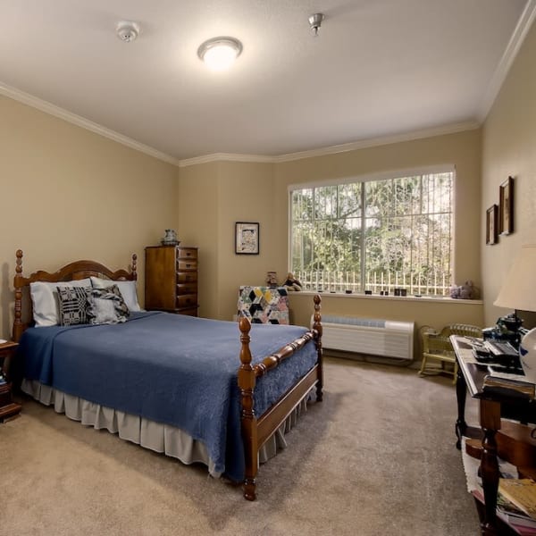 Resident bedroom at Pacifica Senior Living Chino Hills in Chino Hills, California
