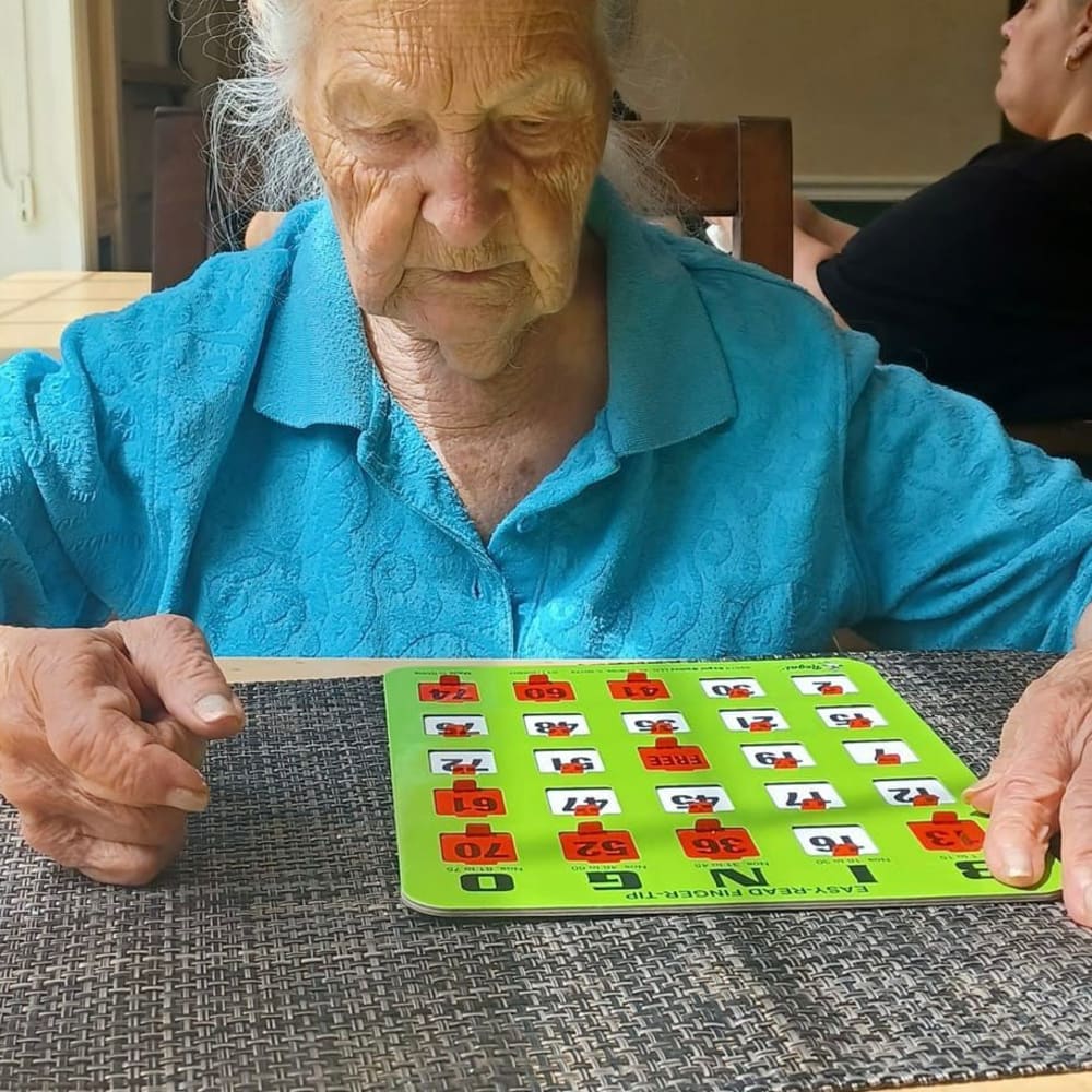 A fun game of bingo at English Meadows Prince William Campus in Manassas, Virginia