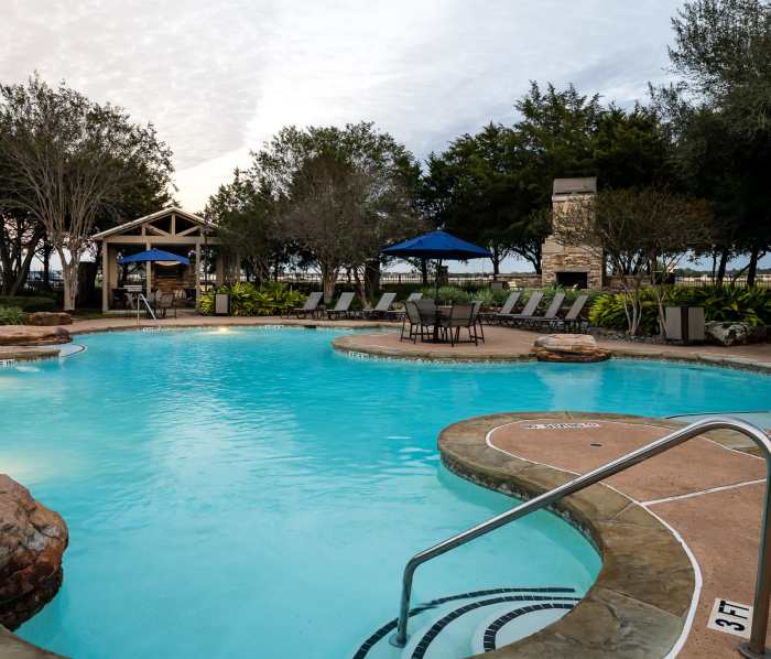 Sparkling pool at Ranch at City Park in Houston, Texas