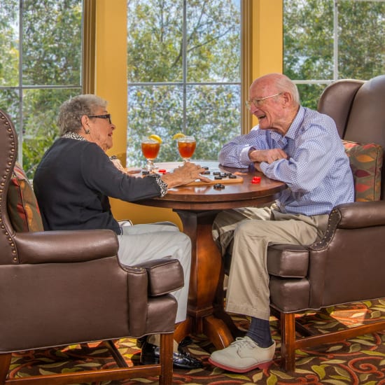 Residents playing checkers at Carefield Castro Valley in Castro Valley, California.